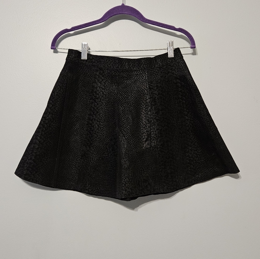 Motel Vintage custom black leather mini skirt